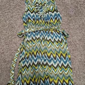 Annabelle Womens Dress size medium- Yellow Blue Brown Chevron, 2000s dress
